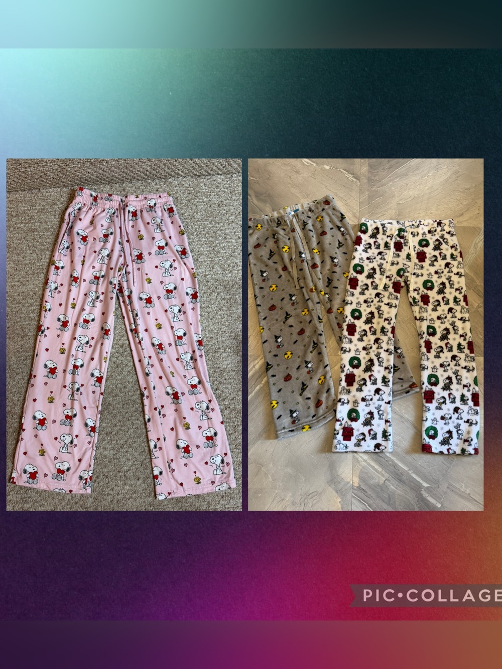 3 pairs of Peanuts/Snoopy Holiday Lounge Pants, Size M